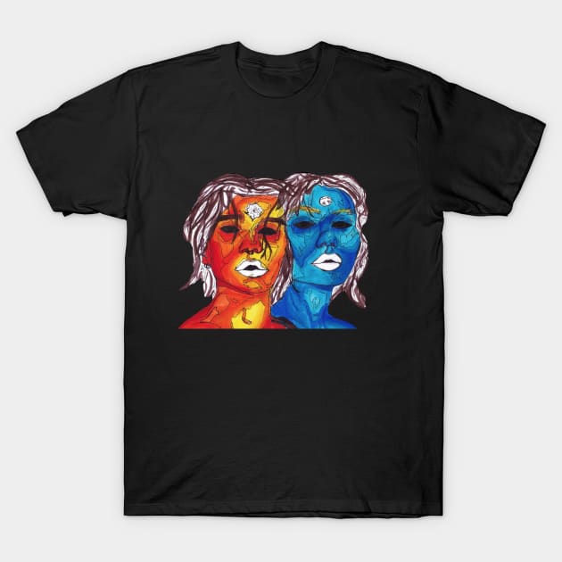 "the sun and moon" watercolor T-Shirt by embyaiy